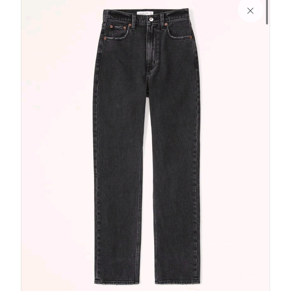 Abercrombie & Fitch The Ankle Straight Ultra High Rise Womens 32 14L Black